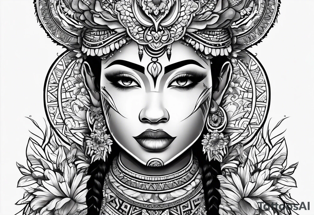Fijian with only flowers and patterns tattoo idea
