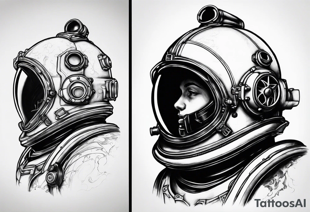 mark v diving helmet mixed with a space helmet tattoo idea