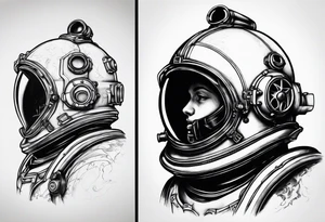 mark v diving helmet mixed with a space helmet tattoo idea