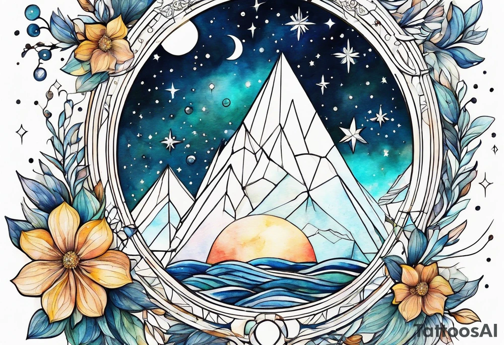 Aquarius geometric constellation calm tattoo idea