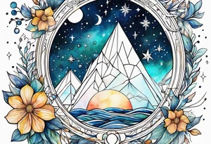Aquarius geometric constellation calm tattoo idea