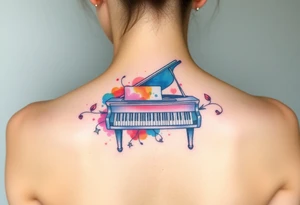Colorful piano tattoo idea
