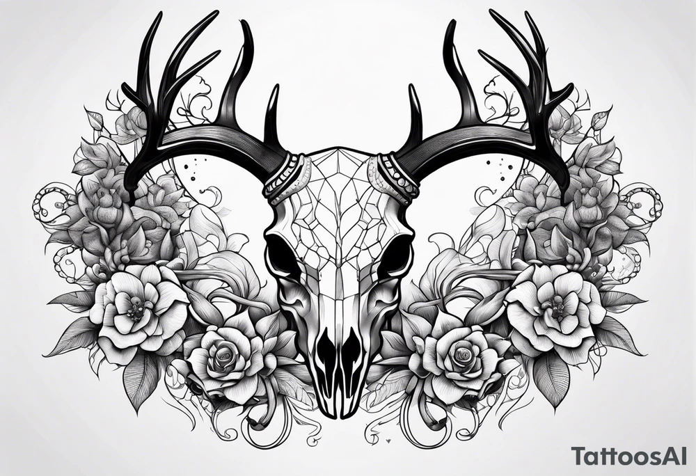 Deer skull with octopus intertwined tattoo idea