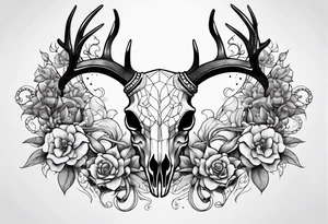 Deer skull with octopus intertwined tattoo idea