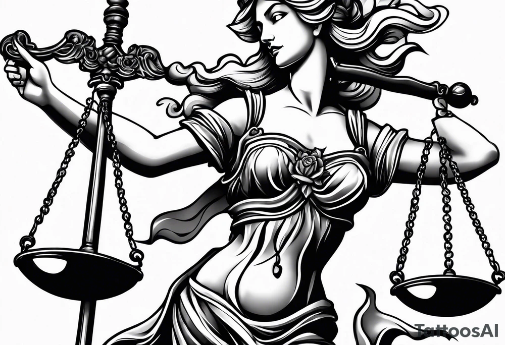 lady justice and blood tattoo idea