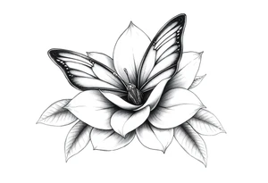 Magnolia flower, butterfly tattoo idea