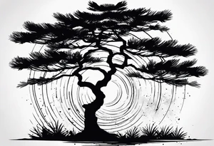 Pine tree silhoette tattoo idea