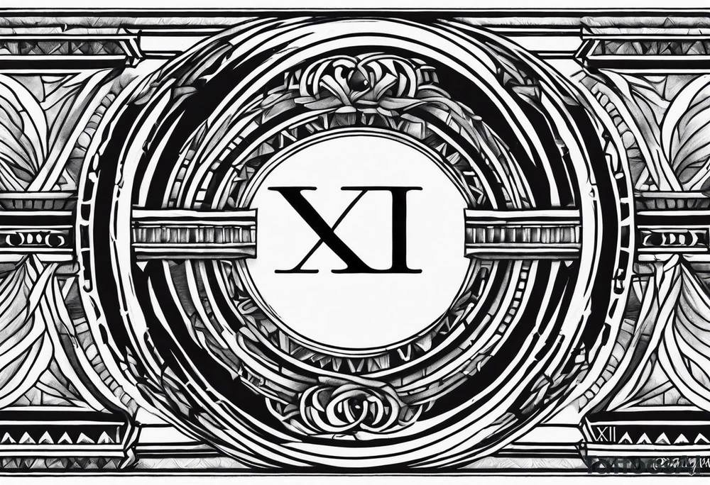 Leg band Roman numerals IX XI tattoo idea