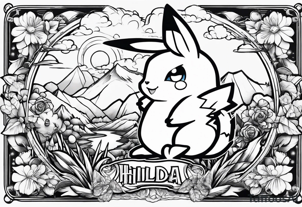 I wanna make hilda pokemon full hafl tattoo idea