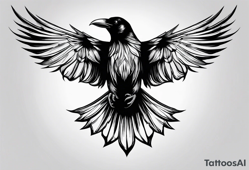 simple crow tattoo line artwork looking for the top down tattoo idea