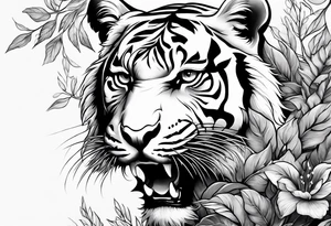 tiger in  the bushes tattoo idea