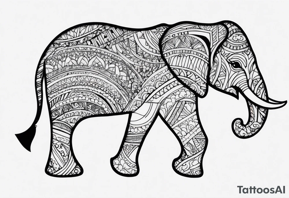 elephant with trunk up tattoo idea