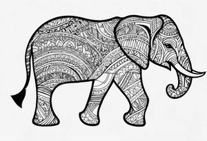 elephant with trunk up tattoo idea