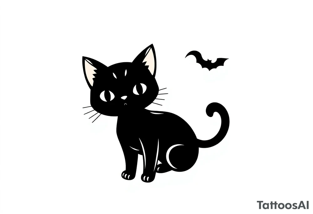 Adorable Halloween black cat tattoo idea
