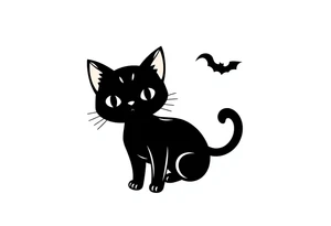 Adorable Halloween black cat tattoo idea