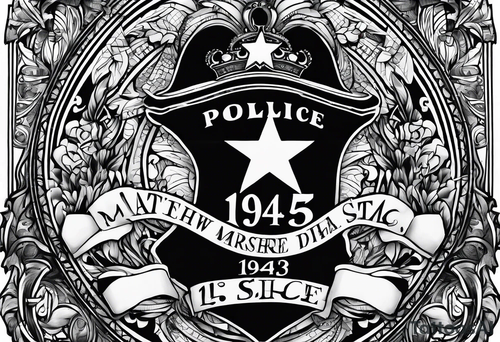 Matthew 5:9 verse with police number 1943 tattoo idea