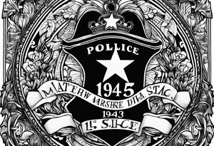 Matthew 5:9 verse with police number 1943 tattoo idea
