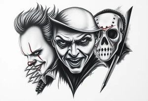 Pennywise, Freddy Krueger, Michael Meyers, and jason voorhees tattoo idea