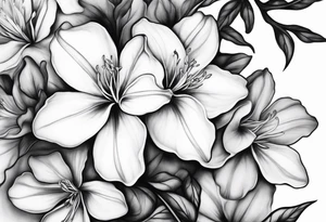 5-petal azaleas along a long branch tattoo idea