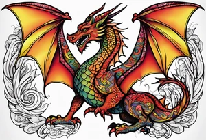 Standing Welsh dragon tattoo idea