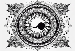 sun with rays tattoo idea