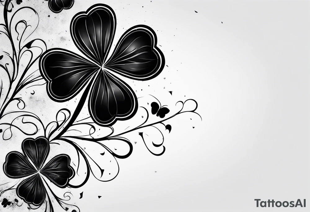 Black Four leaf clover shattered like glass tattoo idea Black Four leaf clover shattered like glass tattoo idea