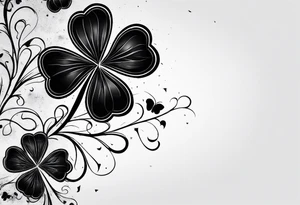 Black Four leaf clover shattered like glass tattoo idea