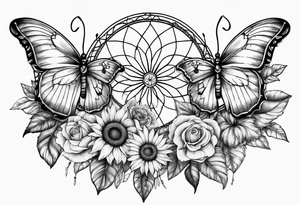 Sun flower dreamcatcher with butterflies and quote tattoo idea