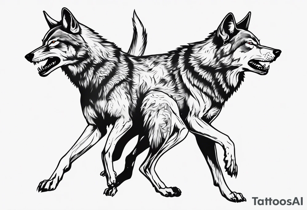 two wolves dancing on their hind legs tattoo idea two wolves dancing on their hind legs tattoo idea