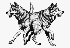 two wolves dancing on their hind legs tattoo idea