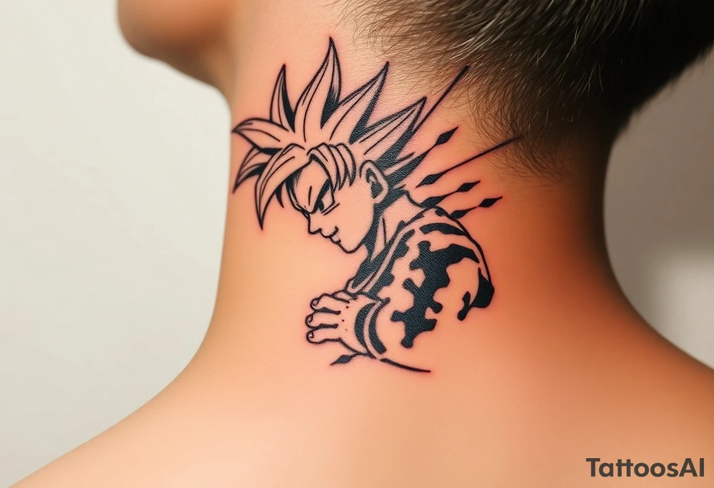legendary dragonball z scene with energy aura and power effects tattoo idea
