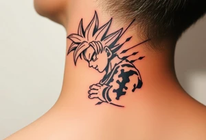 legendary dragonball z scene with energy aura and power effects tattoo idea