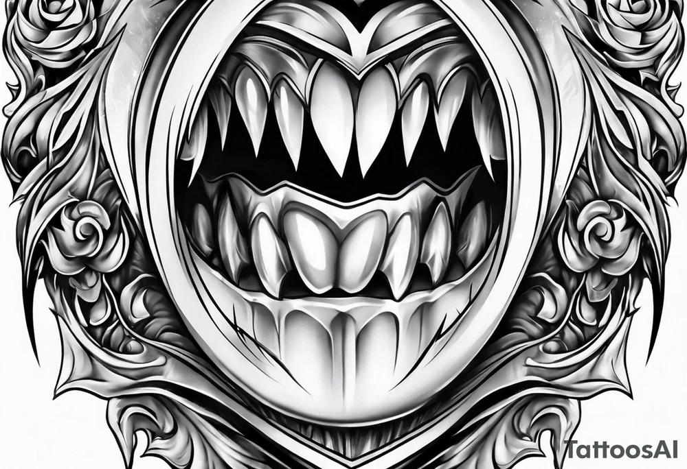 Bondage sexy vampire teeth tattoo idea