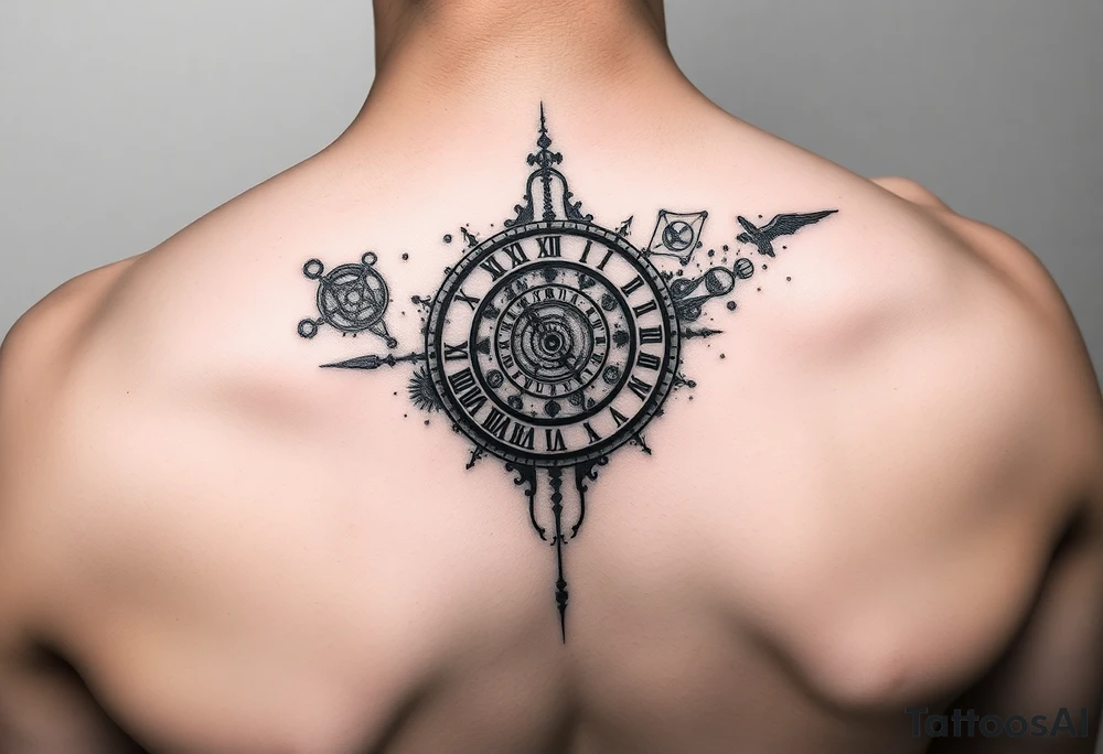 Space-time, universe, spiral clock tattoo idea