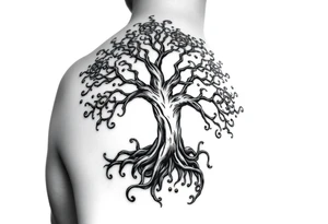 Irish shoulder tattoo, that is non-religious and has a Celtic tree tattoo idea