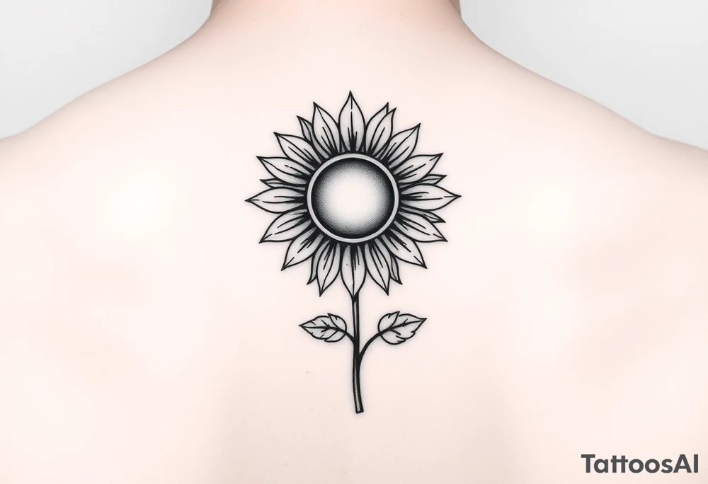 Sunflower, sun tattoo that will "shine" on another small tattoo right above my elbow . It will go on my bicep with a stem, minimal and feminine tattoo idea