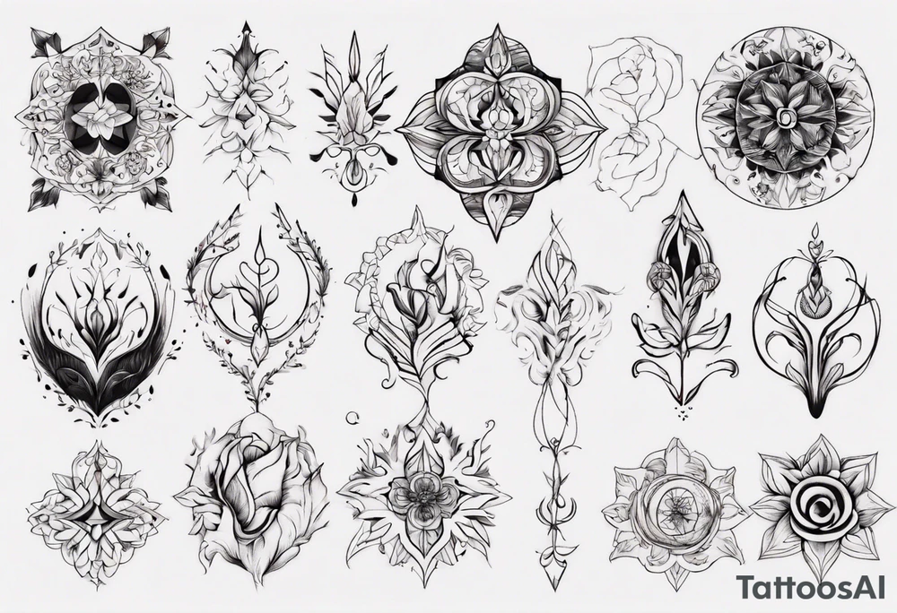 Minimalist Ornemental delicate tattoo idea