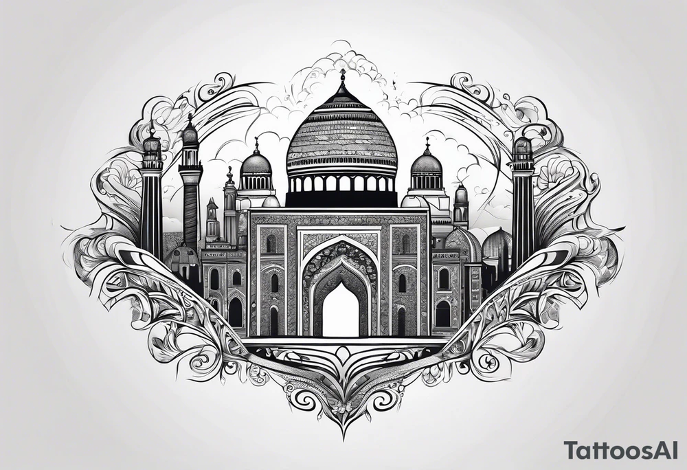 israel city vector 
swirl  vignette tattoo idea