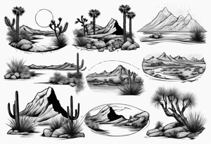 Desert river landscape tattoo idea