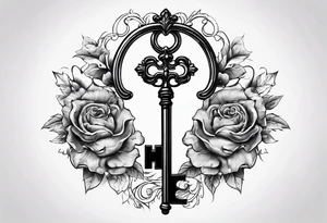 Vintage key that always to be inserted into skin,  incorporating the letter a tattoo idea