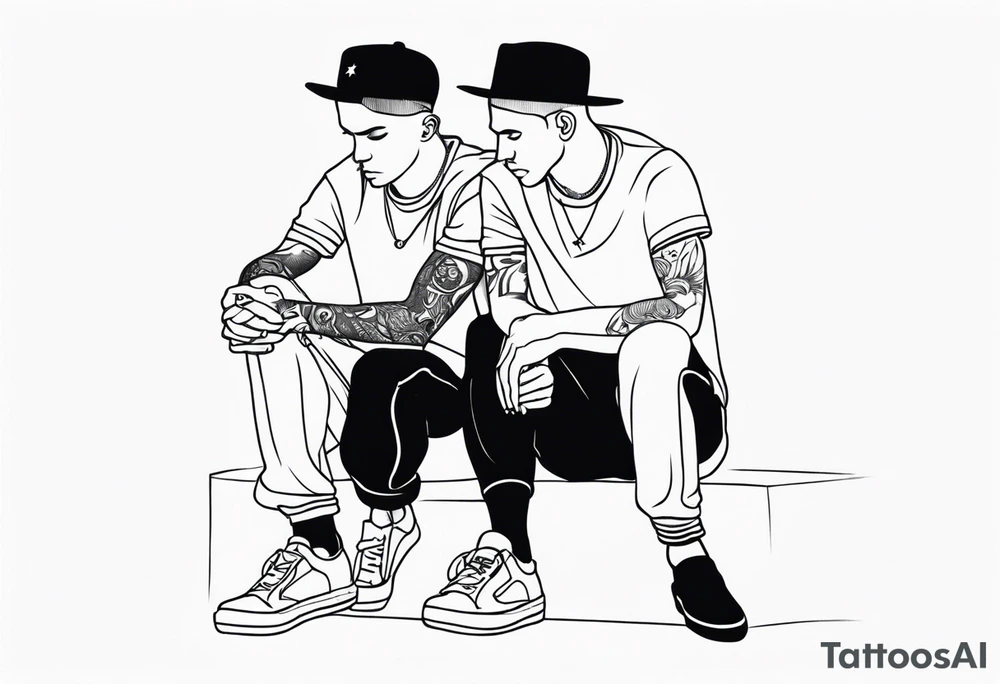 italian male twins on ankles tattoo idea