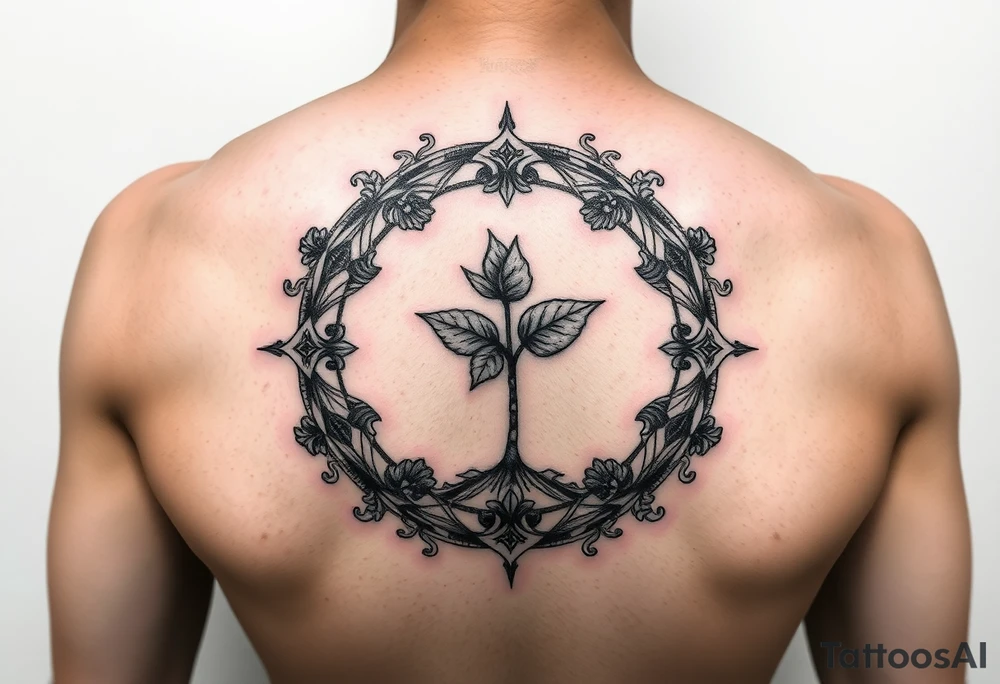 sprout tattoo incorporated in a cycle that symbolizes that every year we just grow all over again tattoo idea