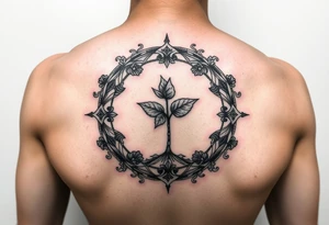 sprout tattoo incorporated in a cycle that symbolizes that every year we just grow all over again tattoo idea