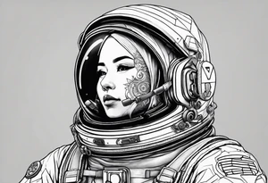 astronaut with a skelletal face tattoo idea