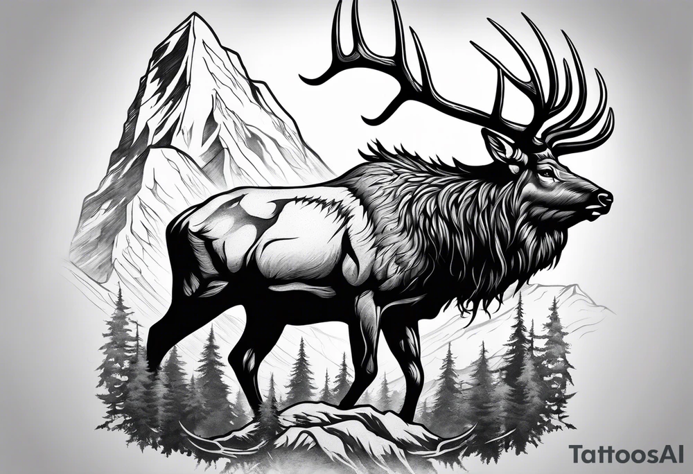 Leshy riding elk tattoo idea