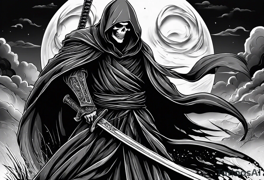 grim reaper with katana tattoo idea