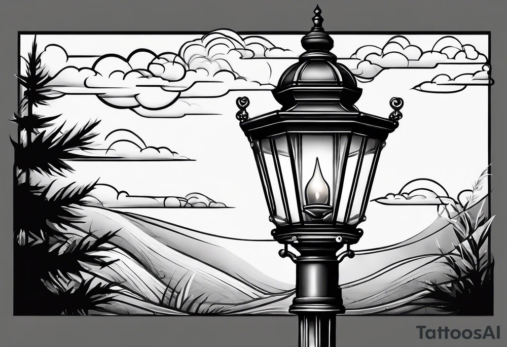 Street lamp whole thing no background tattoo idea