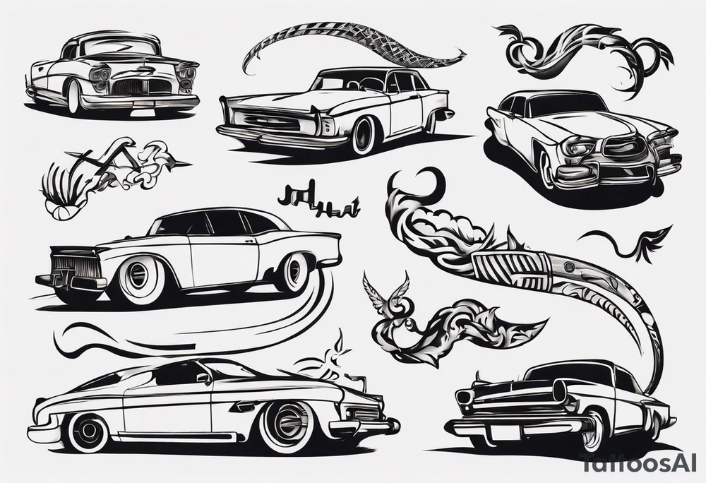 car exhaust pipe tattoo idea