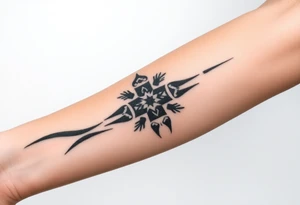 Thick tribal forearm cover up for a thick travel. S***** tattoo that wraps around my whole arm has to be thick. Has to be dark. Has to be nice tattoo idea