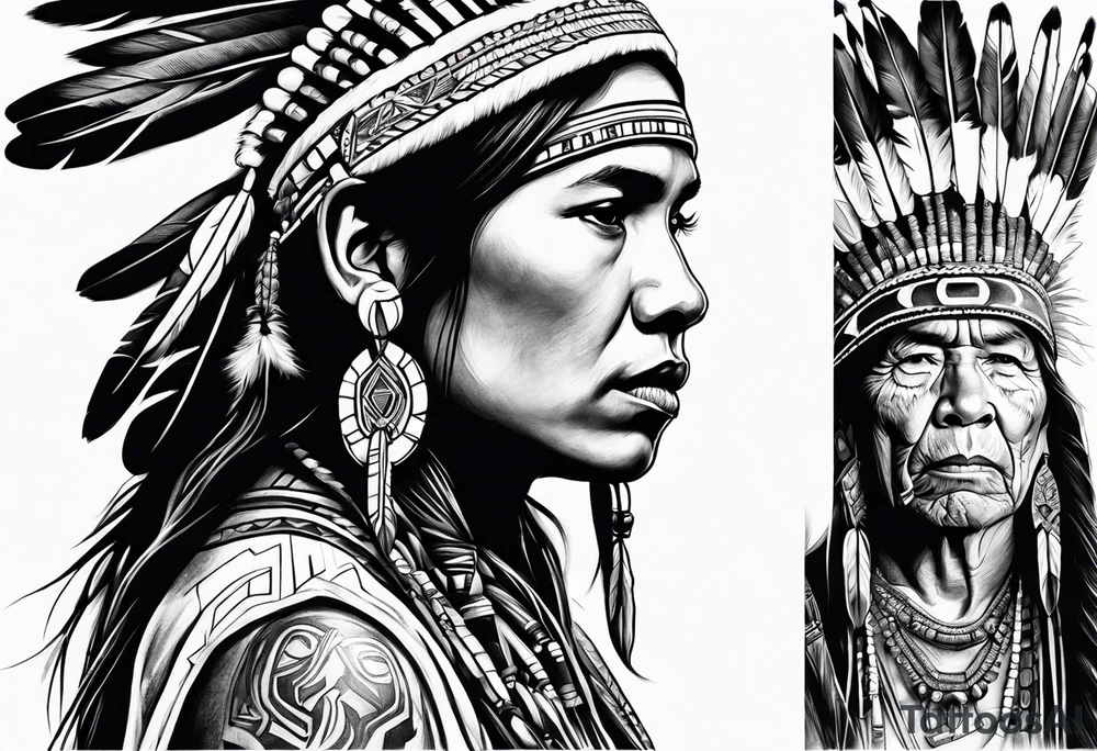 Tohono Oʼodham Native American tribe tattoo idea